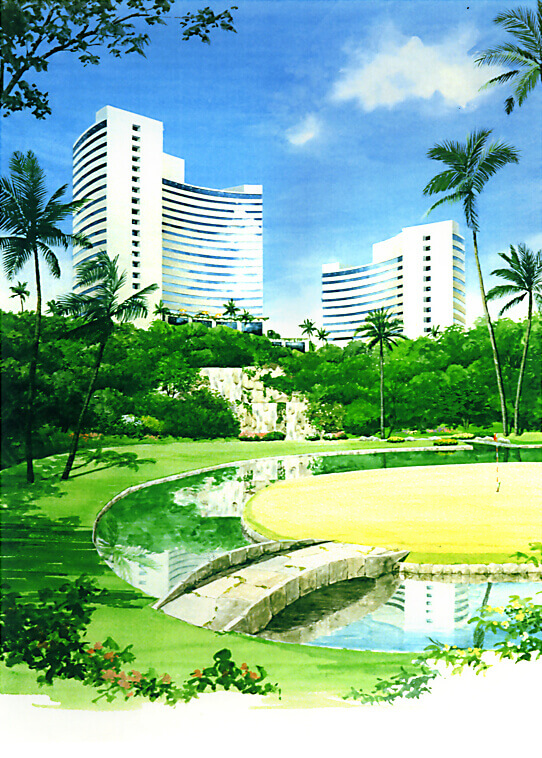ゴルフコース併設ベトナムホテル計画の外観パースです